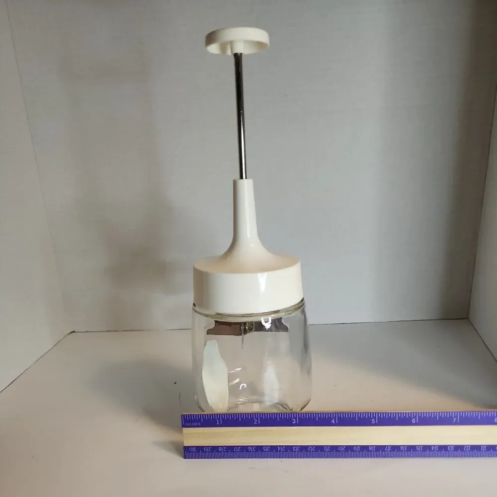 Vtg GEMCO Nut Chopper White Topper Glass Jar Stainless Blade Made in USA